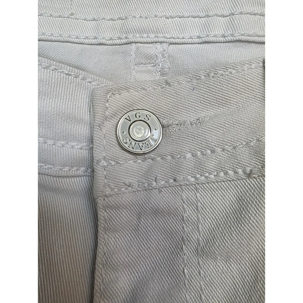 VGS Denim Jeans Womens 16 White Studded Pockets‎ Casual Travel Pants Weekend Fun